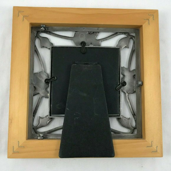 Wood & Metal Rose Pattern Desktop 3.5" Square Picture Frame Made in Indonesia - Picture 4 of 4